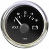 Viewline Black Voltmeter Electrical Short Sweep 8-16 volts 52mm 12 volt Black Dial Round Black Bezel