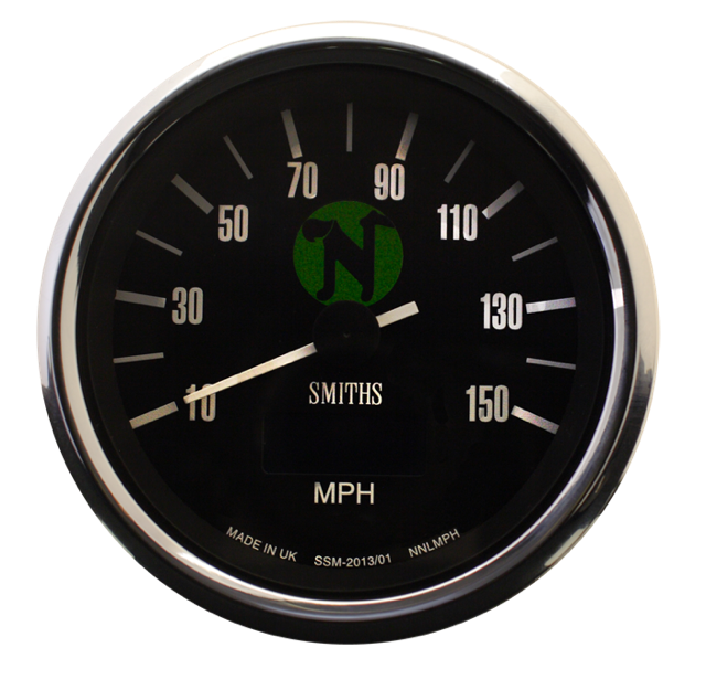 Smiths Motorcycle Speedometer Electric Waterproof 0-240 kmh 82mm Norton N Green Dot Black Dial chrome full v