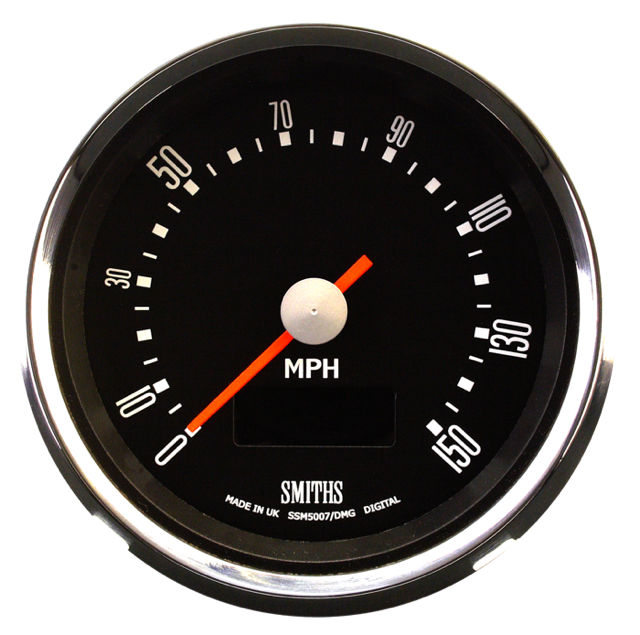 Smiths Motorcycle Eurostyle Speedometer Electric Waterproof 0-150 mph 82mm Euro Style Black Face chrome full v